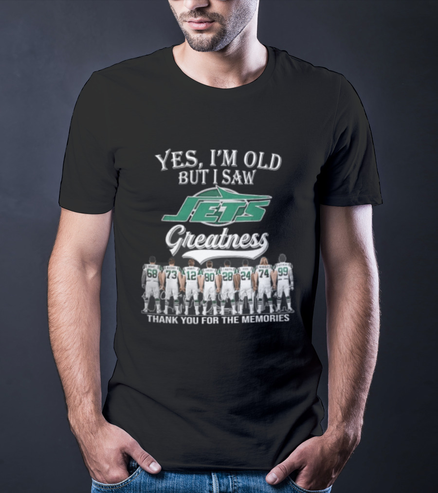 New York Jets Yes I'm Old But I Saw Greatness Thank You For The Memories Mawae Klecko Players Back View T-Shirt