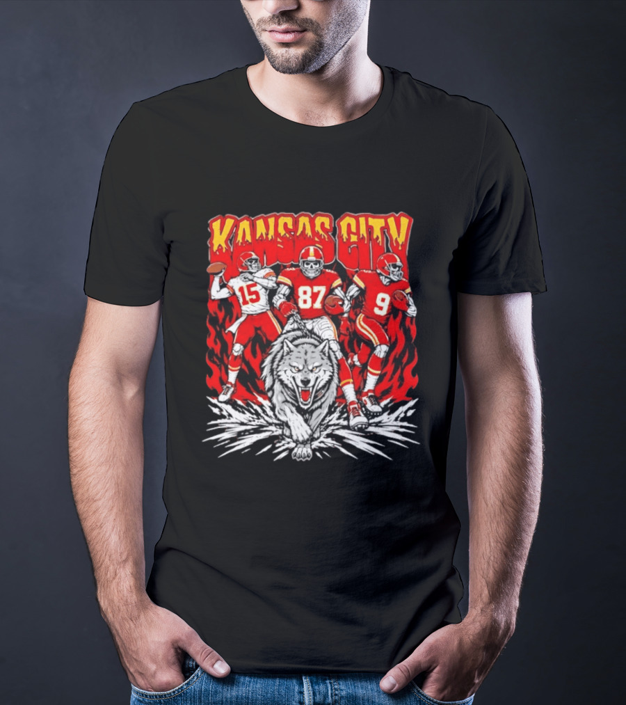 Kansas City Chiefs 15 87 9 Players With Wolf T-Shirt