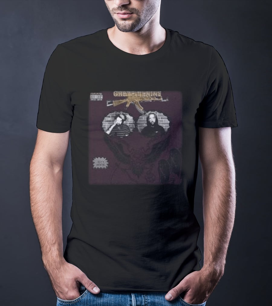 Suicideboy Store Stop Staring At The Shadows Album Cover G.R.E.Y.G.O.D.S Parental Advisory Explicit Content T-Shirt