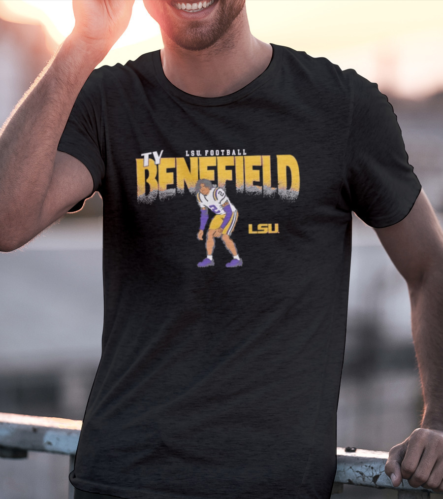 Ty Benefield No 2 LSU Football Tigers Paintbrush T-Shirt