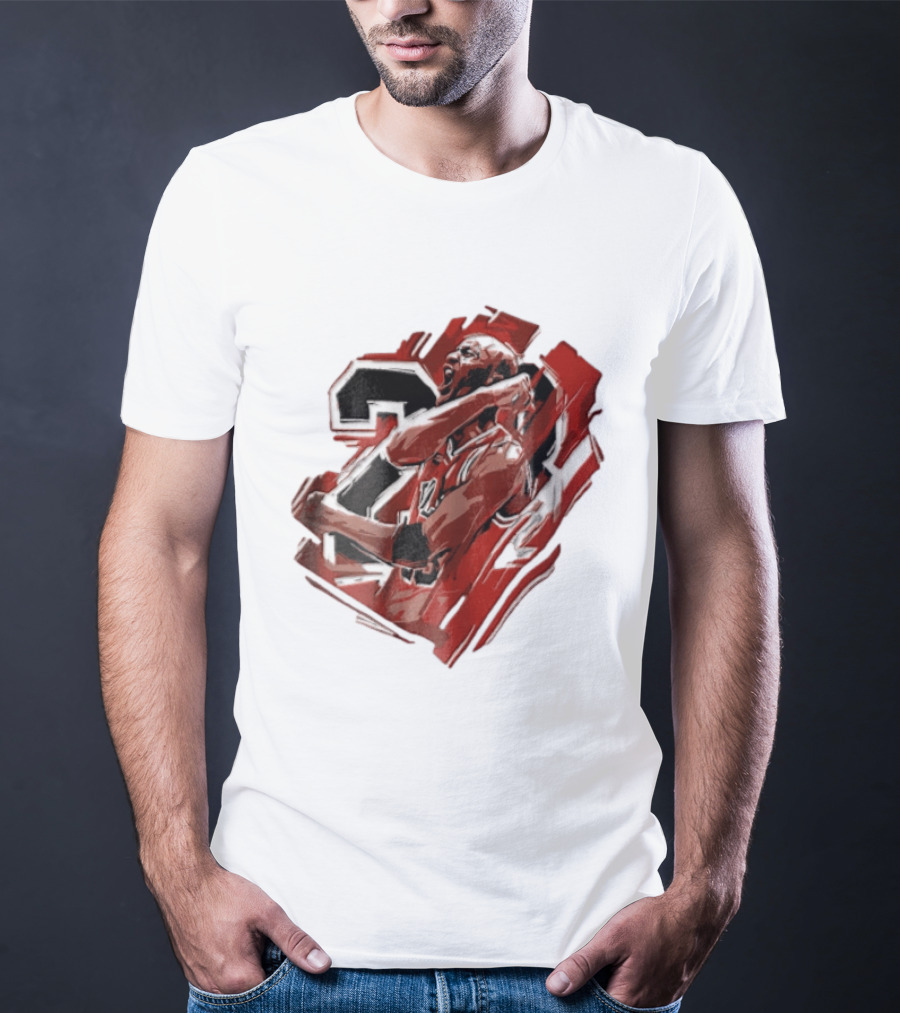 Basketball Player Number 23 Celebration Red Brushstrokes T-Shirt