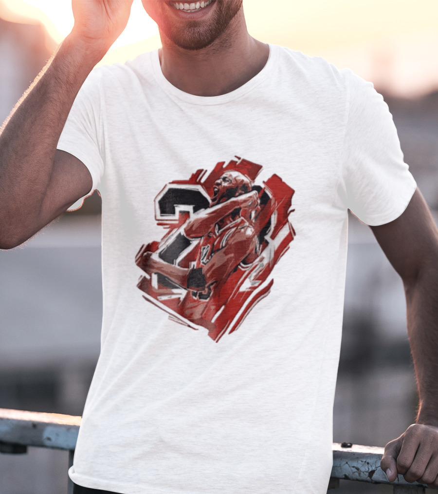 Basketball Player Number 23 Celebration Red Brushstrokes T-Shirt