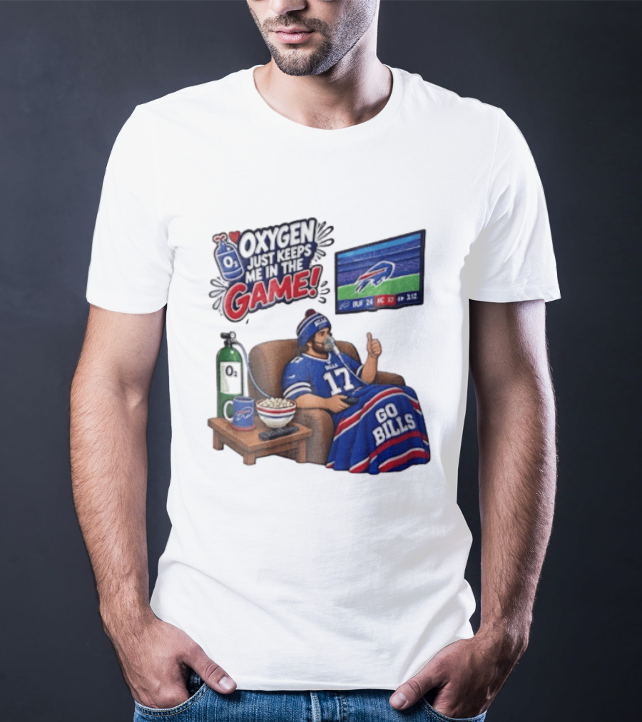 Buffalo Bills Oxygen Just Keeps Me In The Game Go Bills Cartoon Man Ing TV T-Shirt