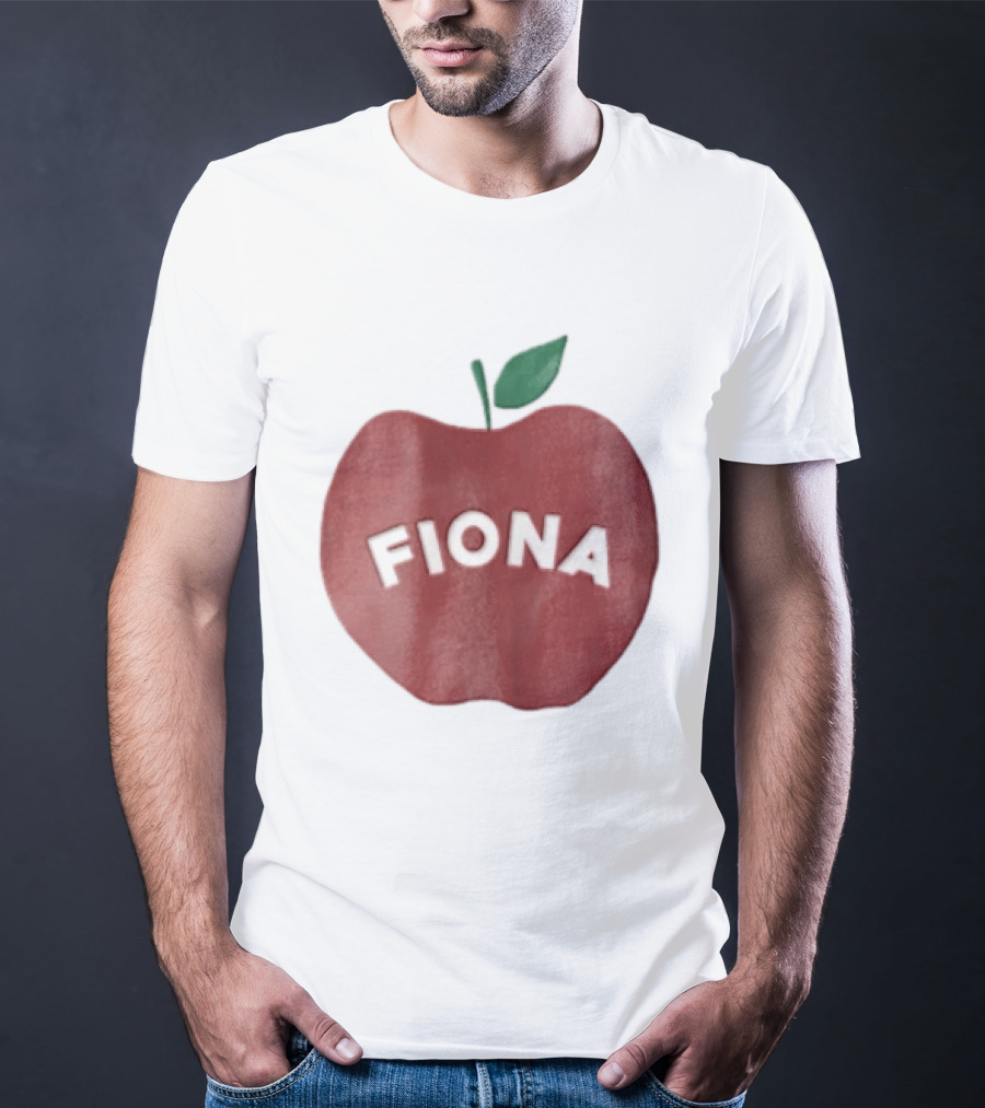 Fiona White Curved Lettering On Watercolor Red Apple With Green Leaf T-Shirt