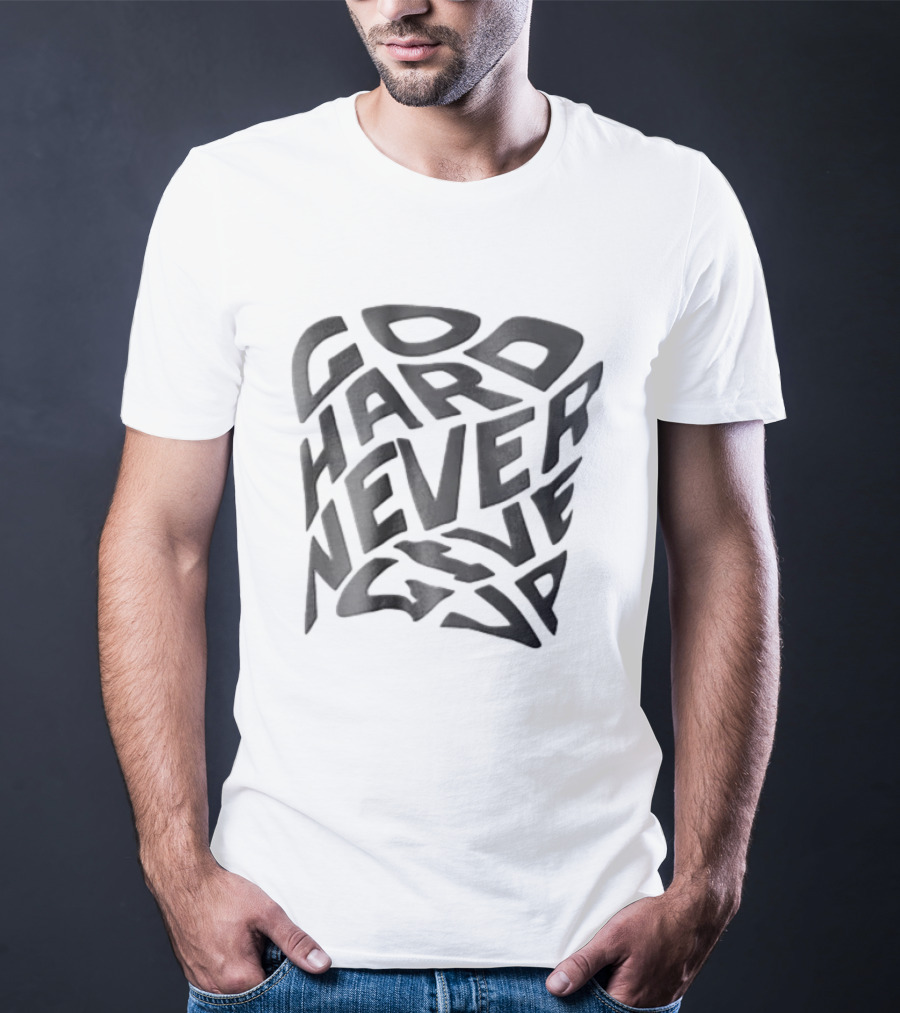 Go Hard Never Give Up Distorted Liquid Square T-Shirt