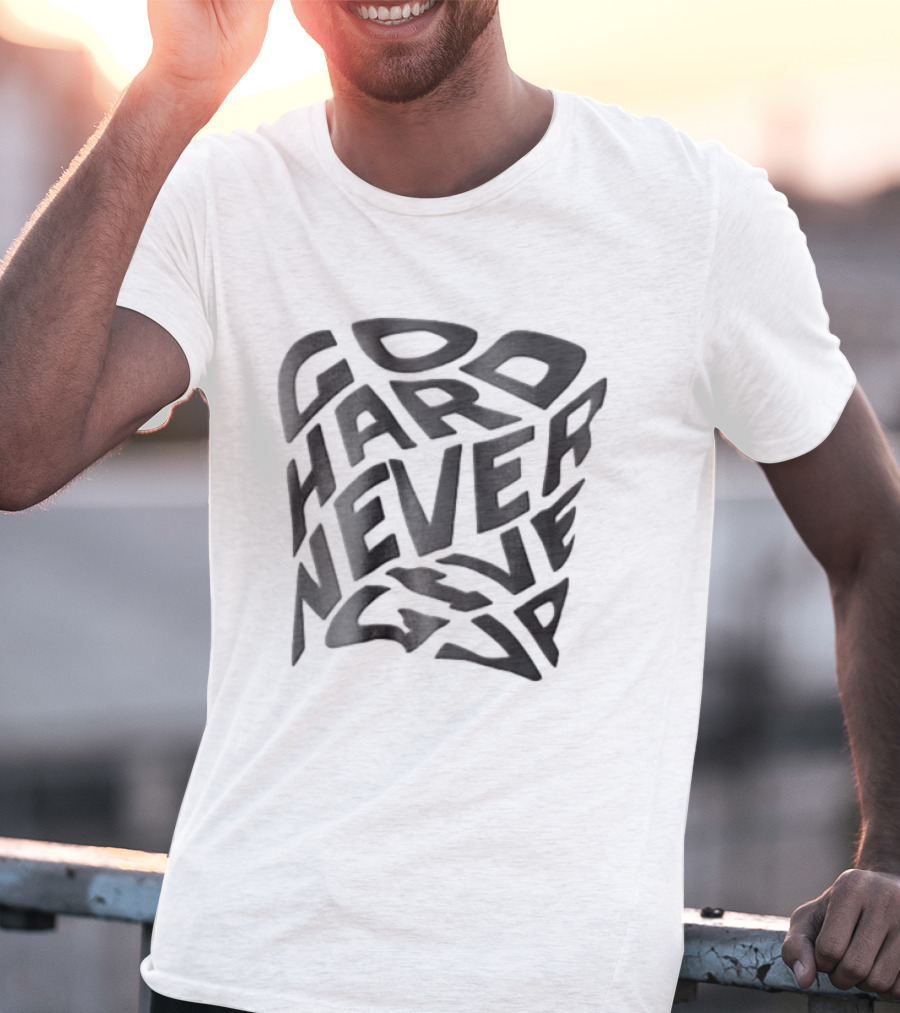 Go Hard Never Give Up Distorted Liquid Square T-Shirt