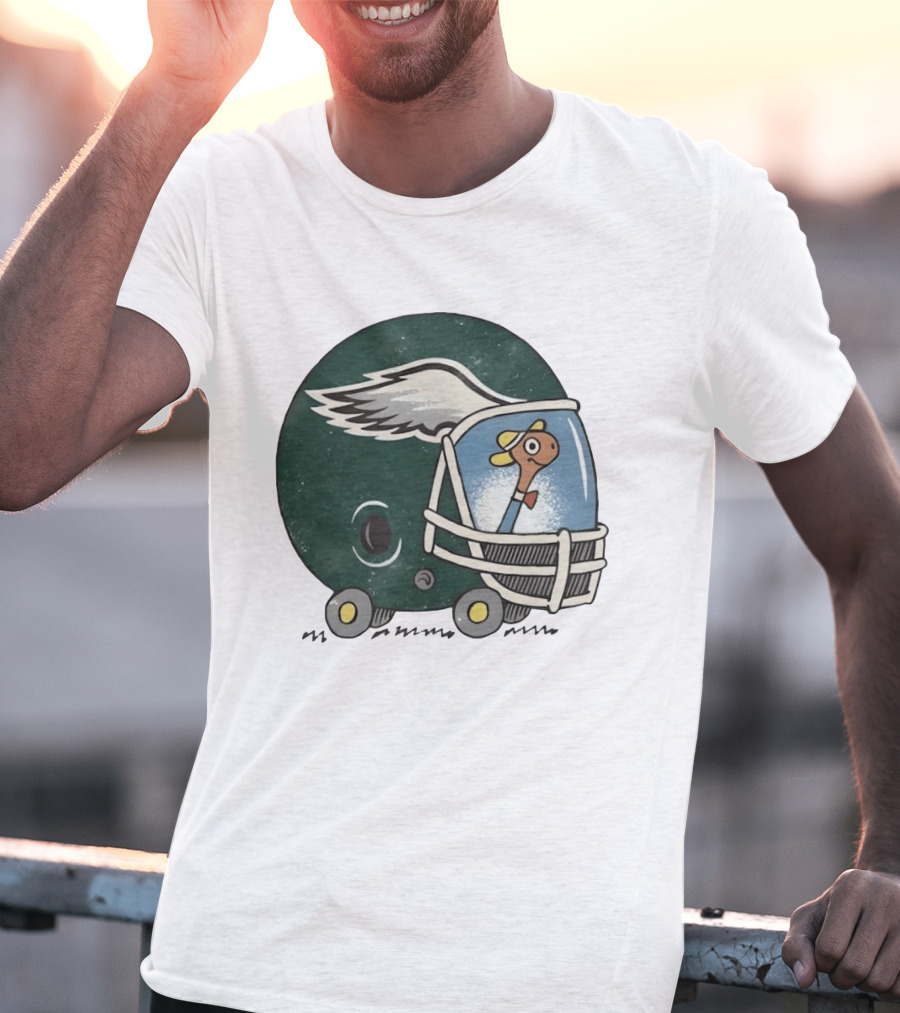 Philadelphia Eagles Worm Inside Football Helmet Sports Humor T-Shirt