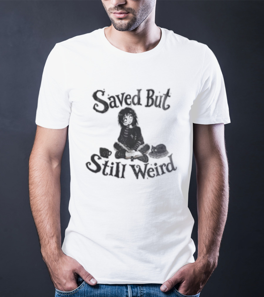 Saved But Still Weird Girl Reading With Cat T-Shirt
