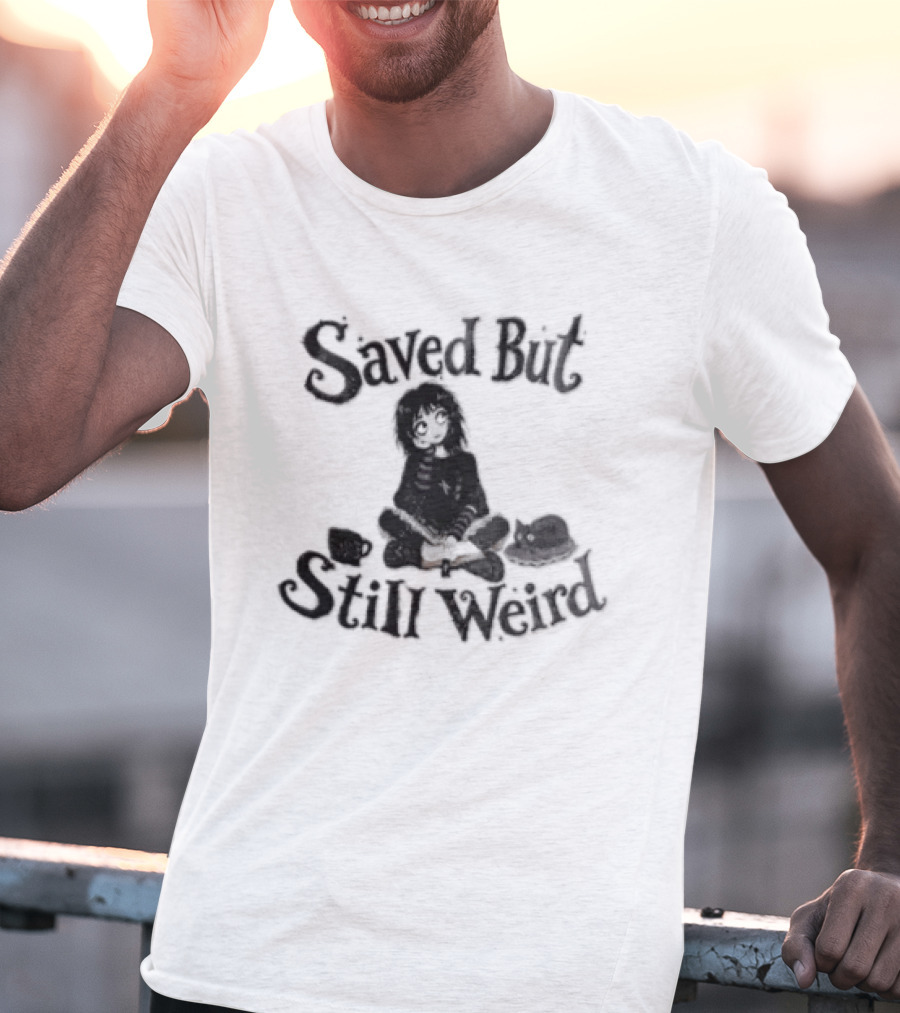 Saved But Still Weird Girl Reading With Cat T-Shirt