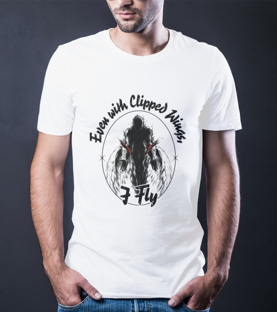 Even With Clipped Wings I Fly Dark Silhouette And Red Eyes T-Shirt
