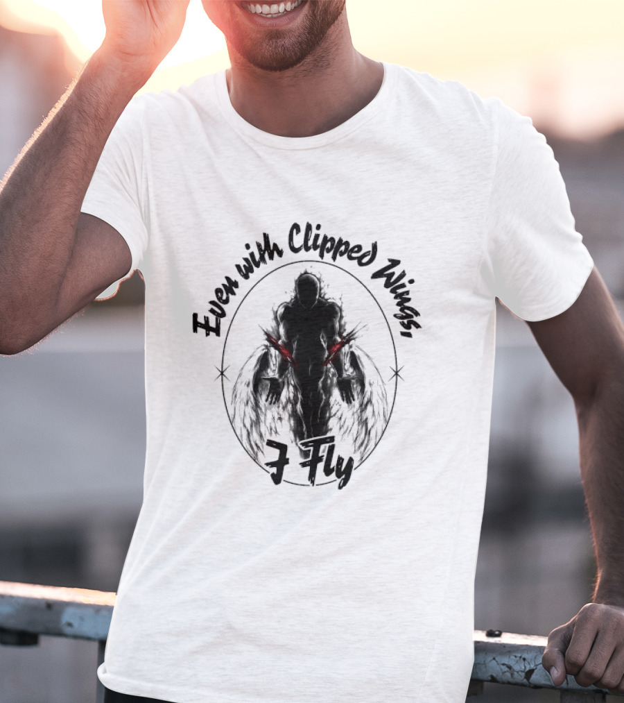 Even With Clipped Wings I Fly Dark Silhouette And Red Eyes T-Shirt