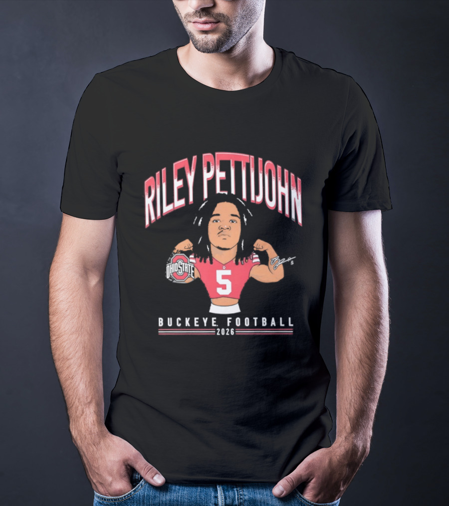 Riley Pettijohn No 5 2026 Buckeye Football Ohio State Caricature T-Shirt