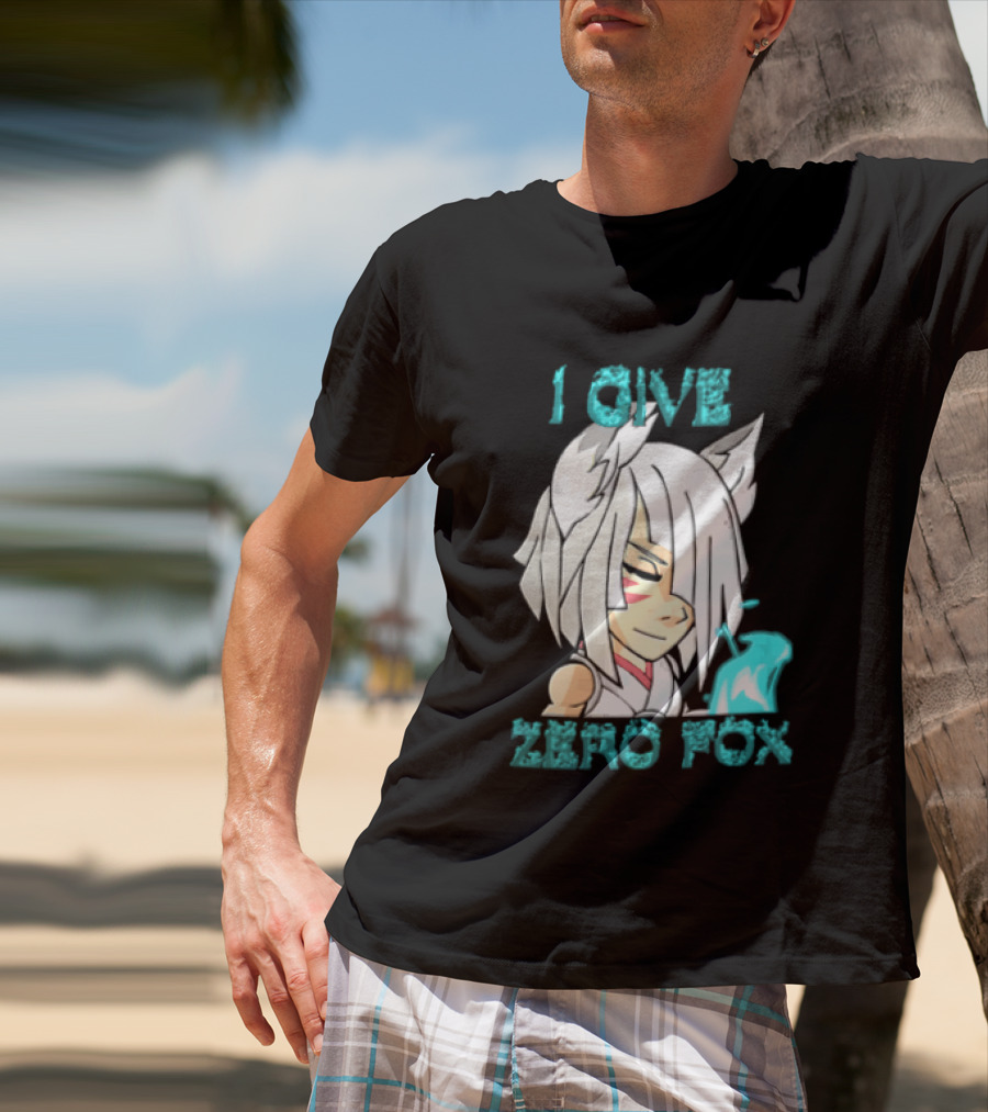 I Give Zero Fox White Hair Kitsune Blue Flame T-Shirt