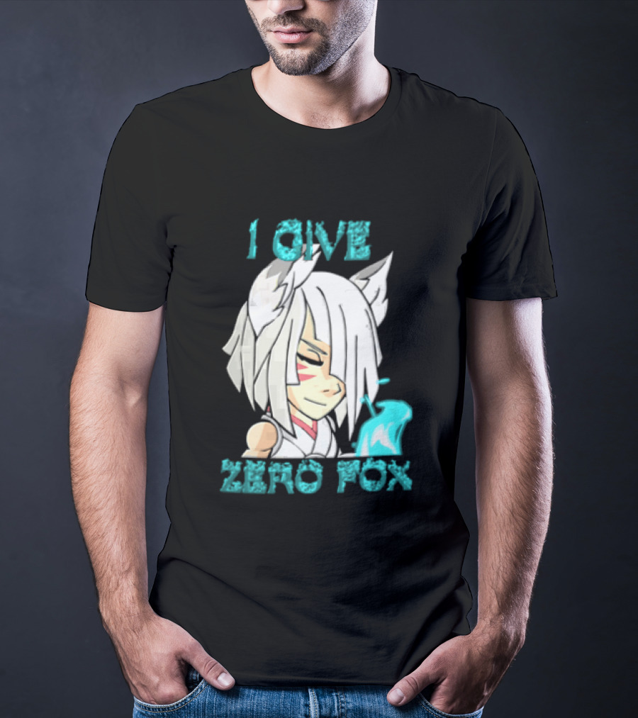 I Give Zero Fox White Hair Kitsune Blue Flame T-Shirt