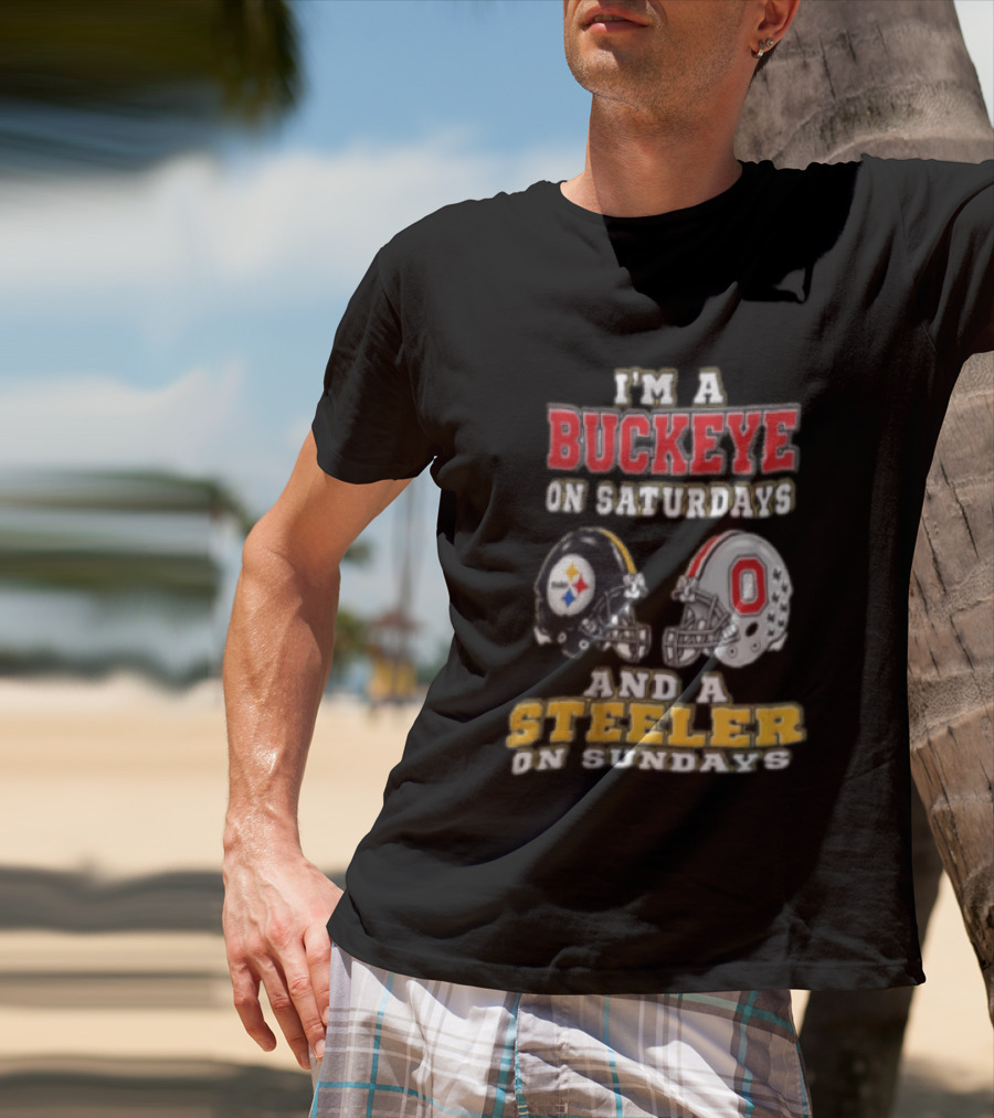 Ohio State Buckeye Saturdays Pittsburgh Steeler Sundays Fan T-Shirt
