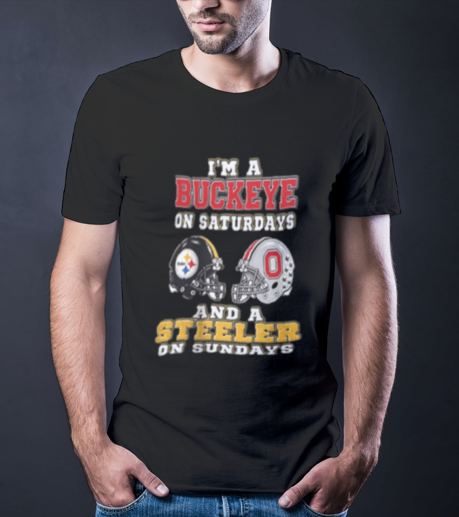 Ohio State Buckeye Saturdays Pittsburgh Steeler Sundays Fan T-Shirt