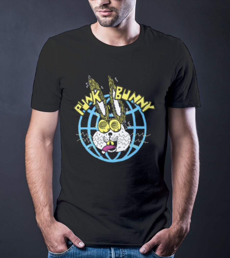 Punk Bunny Store Trucker Hat With Vibrant Bunny And Electric World Motif T-Shirt