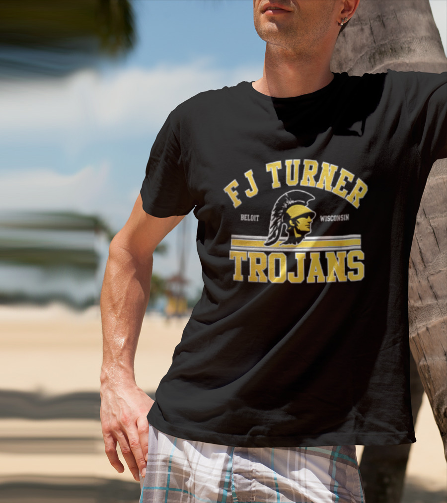 FJ Turner Trojans Beloit Wisconsin Crested Helmet Profile Head T-Shirt
