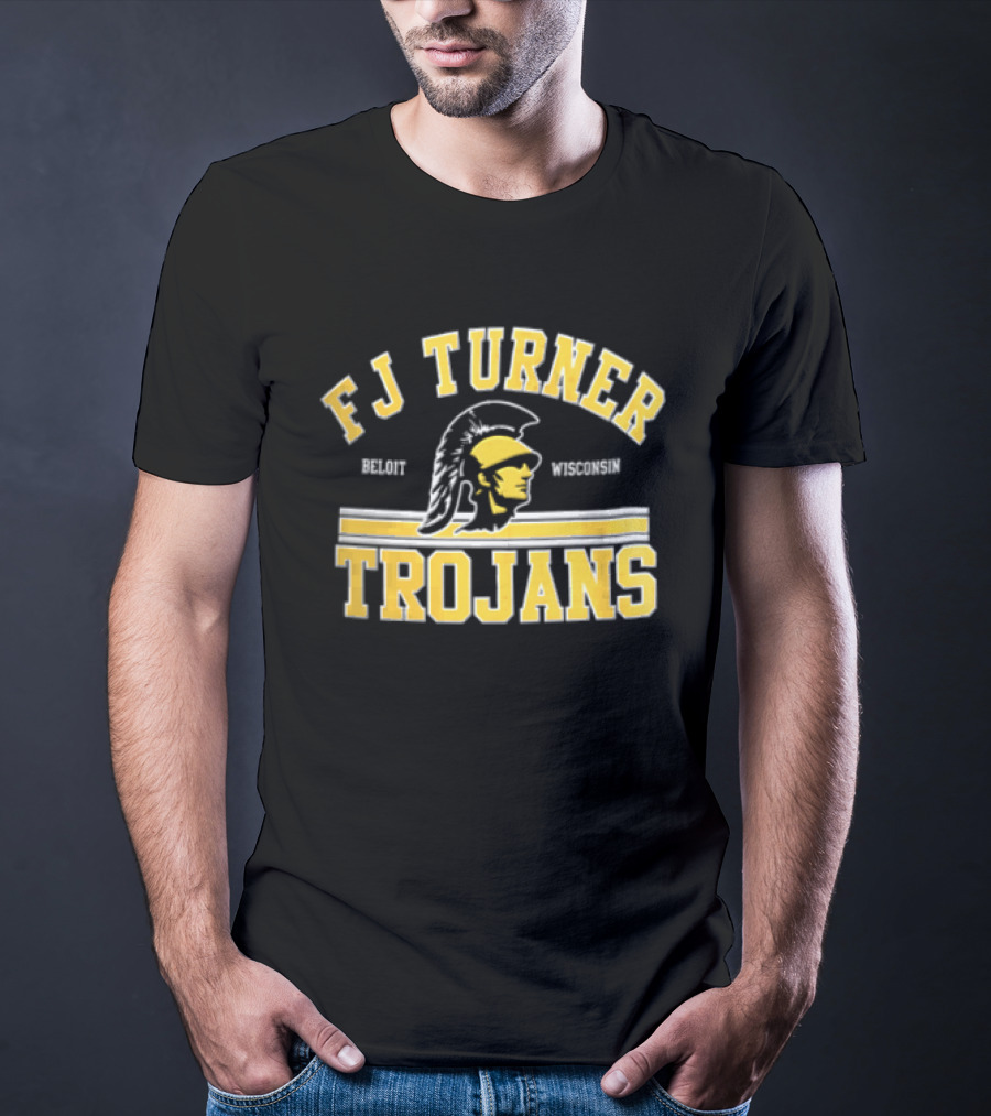 FJ Turner Trojans Beloit Wisconsin Crested Helmet Profile Head T-Shirt