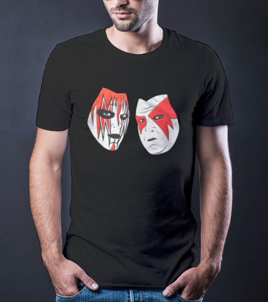Red And White Face Paint Wrestler Cartoon Caricatures T-Shirt