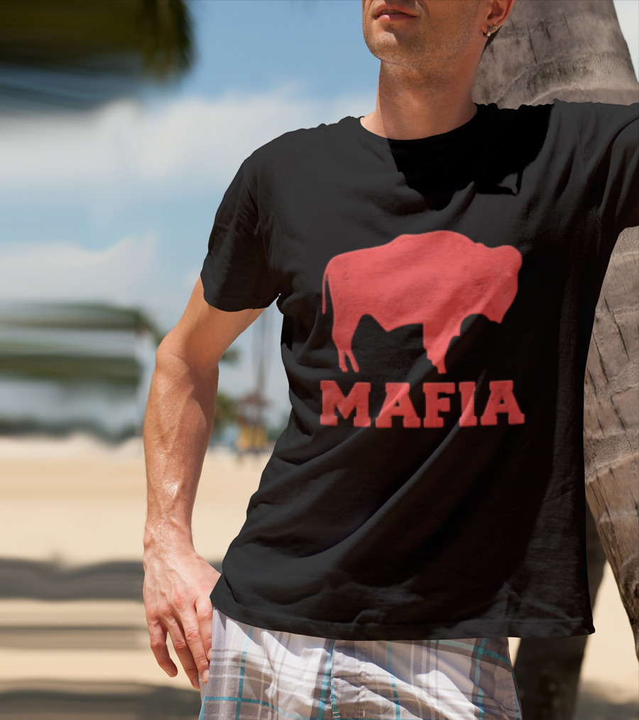 Mafia Distressed Red American Buffalo Bison T-Shirt