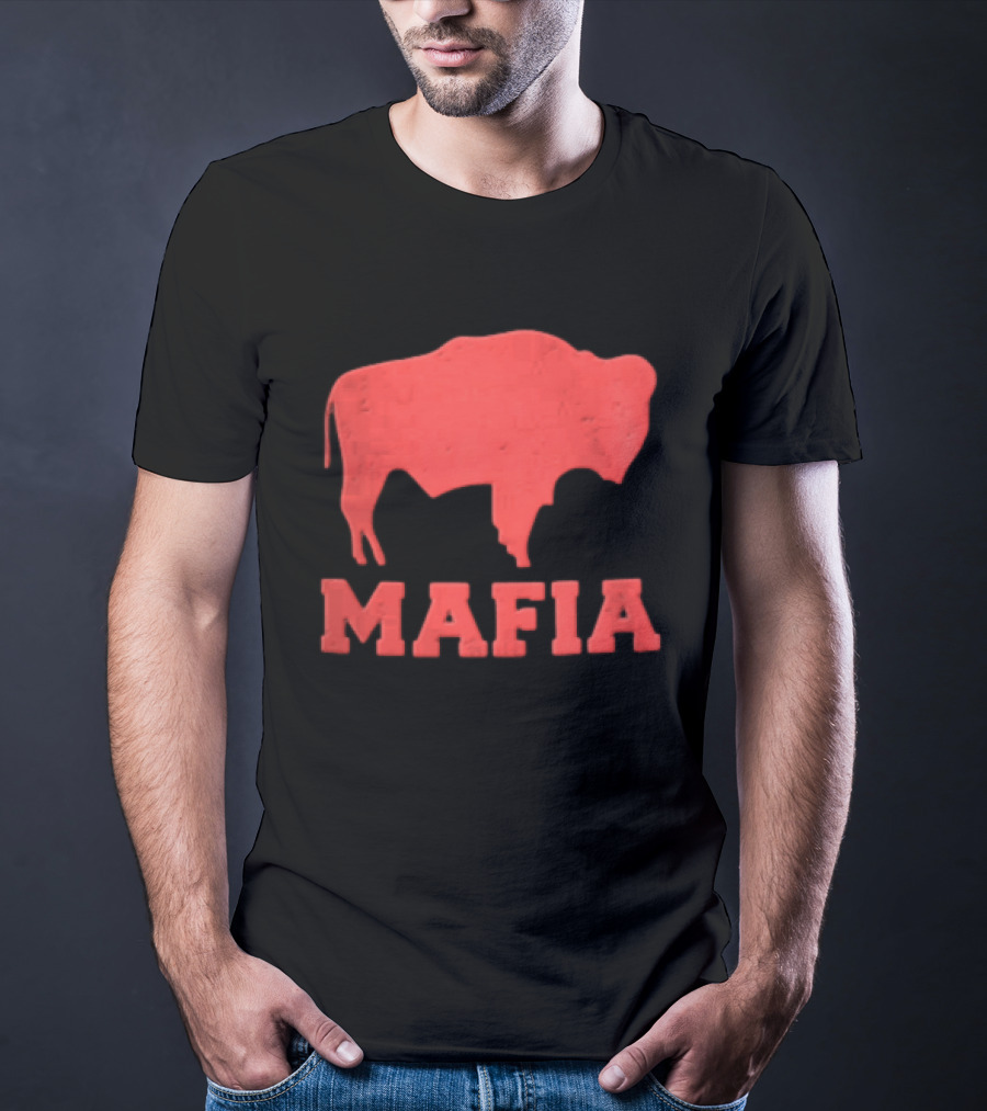 Mafia Distressed Red American Buffalo Bison T-Shirt