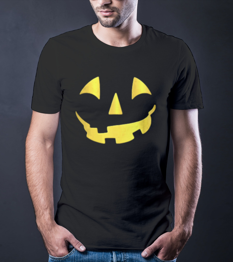 Glowing Metallic Gold Jack O Lantern Pumpkin Face T-Shirt