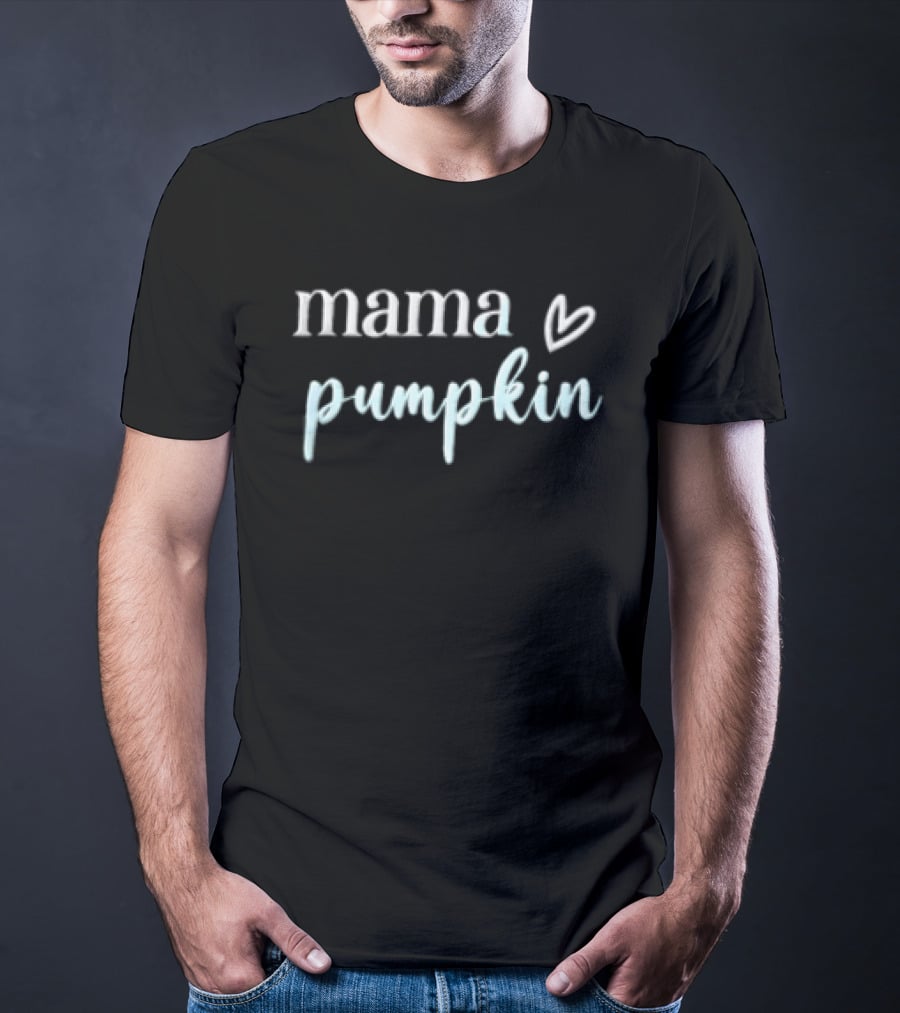 Mama Pumpkin Heart Serif Cursive Script T-Shirt