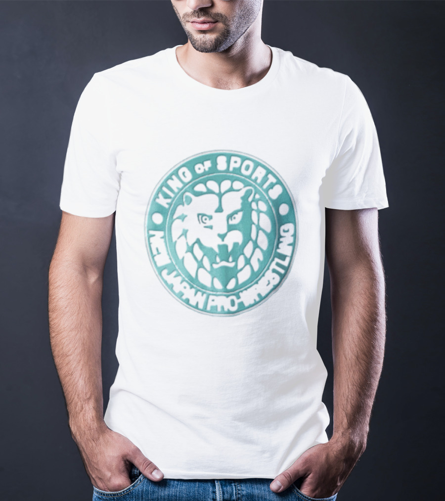 New Japan Pro Wrestling King Of Sports Teal Circular Lion Head T-Shirt