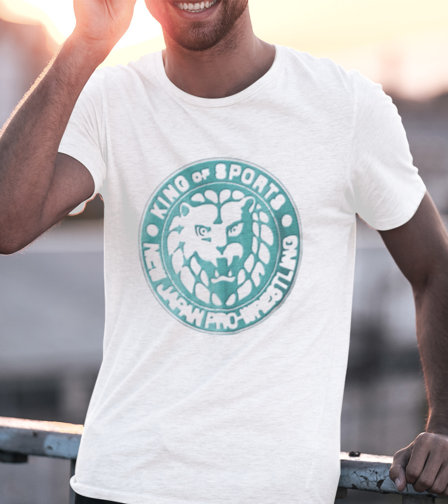 New Japan Pro Wrestling King Of Sports Teal Circular Lion Head T-Shirt