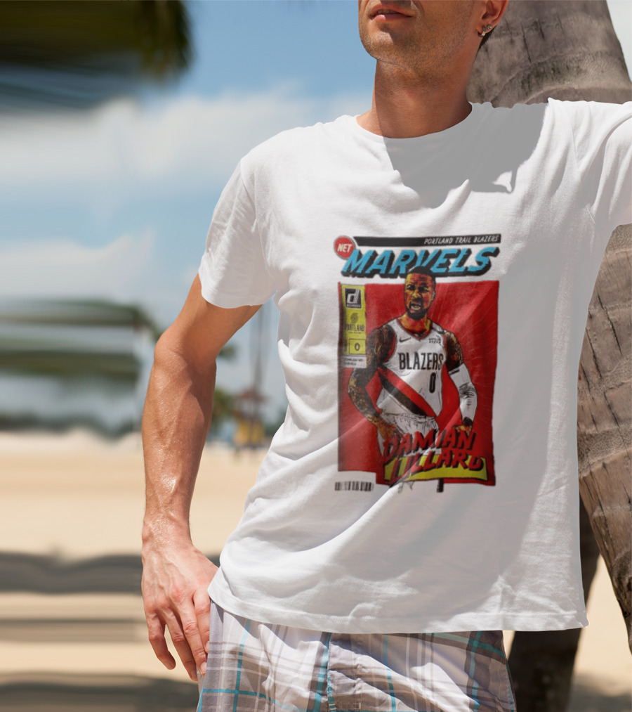 Portland Trail Blazers Net Marvels Damian Lillard Comic Cover NBA Issue 0 Halftone T-Shirt