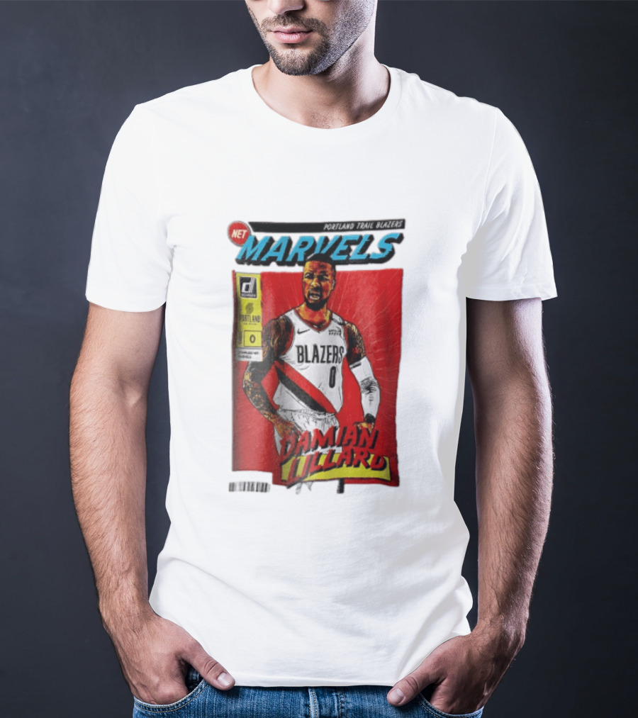 Portland Trail Blazers Net Marvels Damian Lillard Comic Cover NBA Issue 0 Halftone T-Shirt