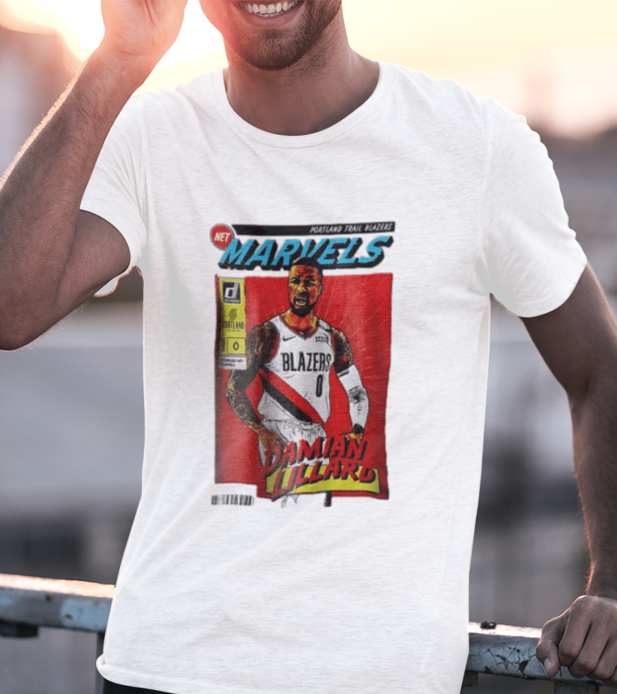 Portland Trail Blazers Net Marvels Damian Lillard Comic Cover NBA Issue 0 Halftone T-Shirt