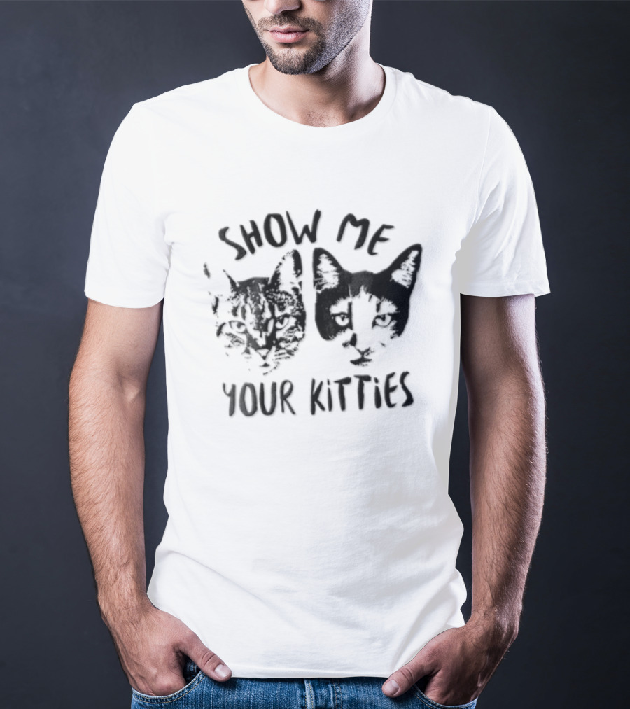 Show Me Your Kitties Tabby Tuxedo Cat Heads T-Shirt