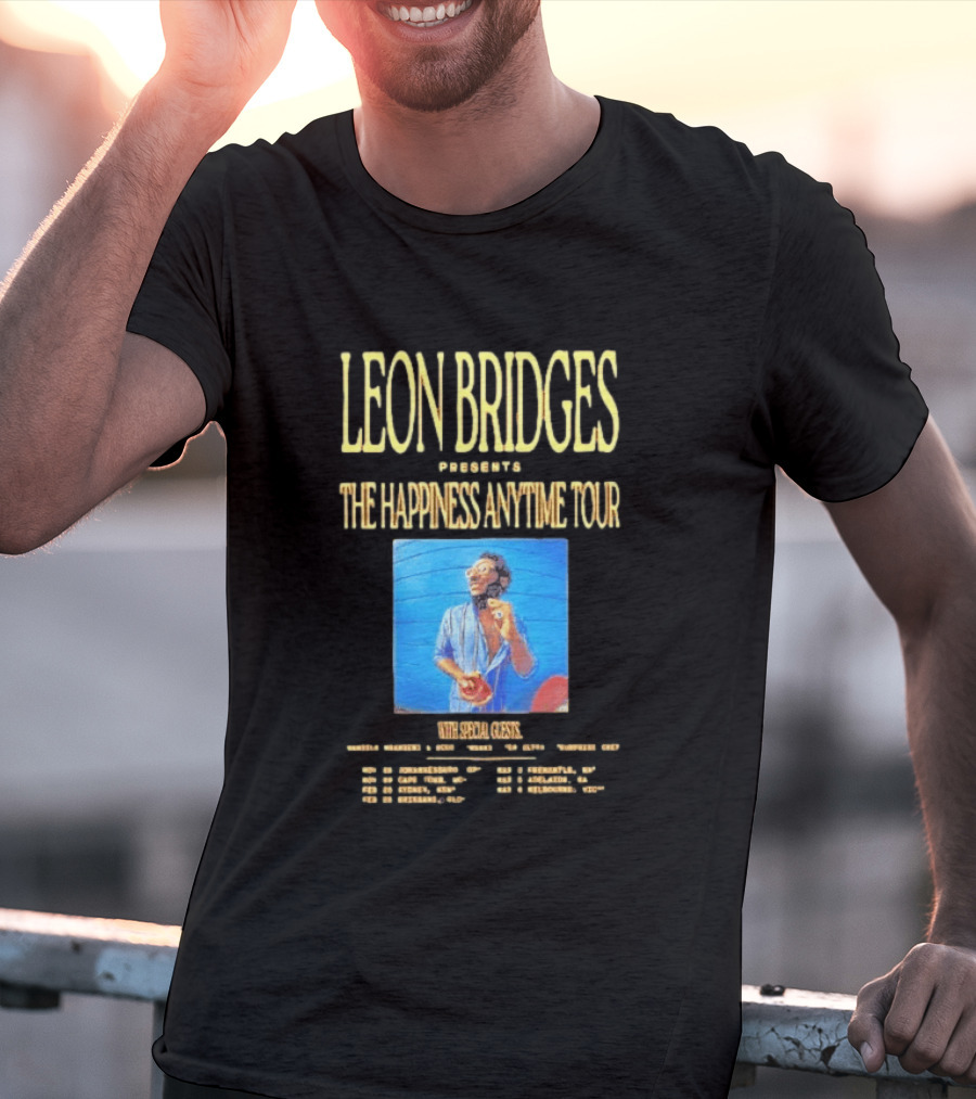 Leon Bridges Presents The Happiness Anytime Tour 2026 With Special Guests Tour Dates Chicago Los Angeles Atlanta T-Shirt