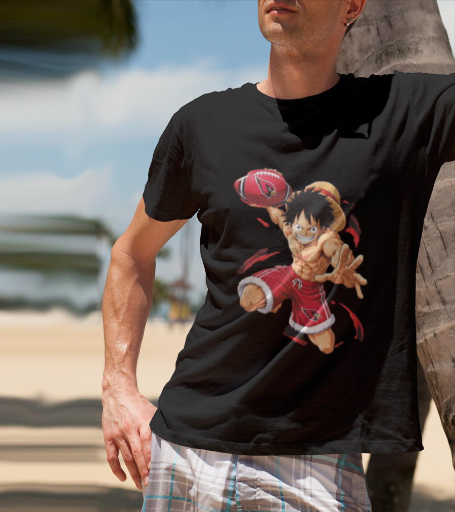 Arizona Cardinals Straw Hat Anime Football Player Action T-Shirt