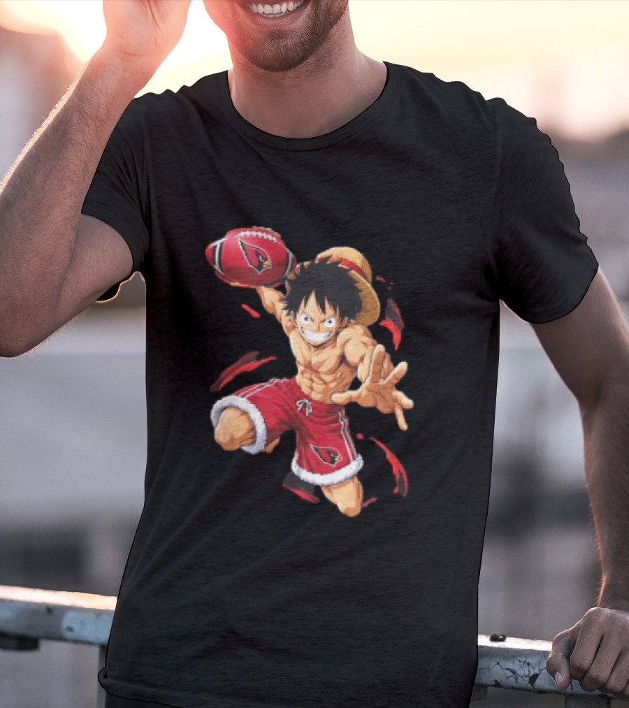 Arizona Cardinals Straw Hat Anime Football Player Action T-Shirt