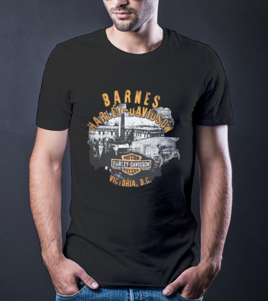 Barnes Harley Davidson Motor Cycles Victoria BC Distressed T-Shirt