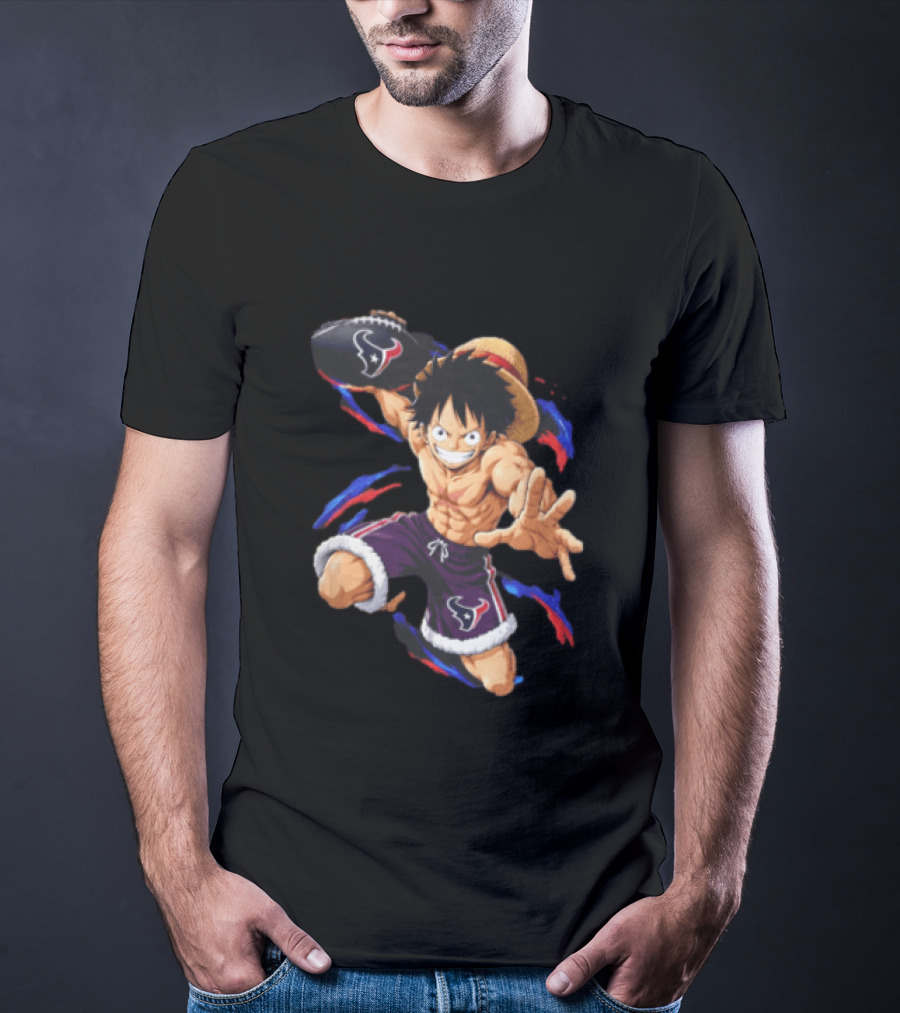 Anime Luffy Houston Texans Football Fan T-Shirt