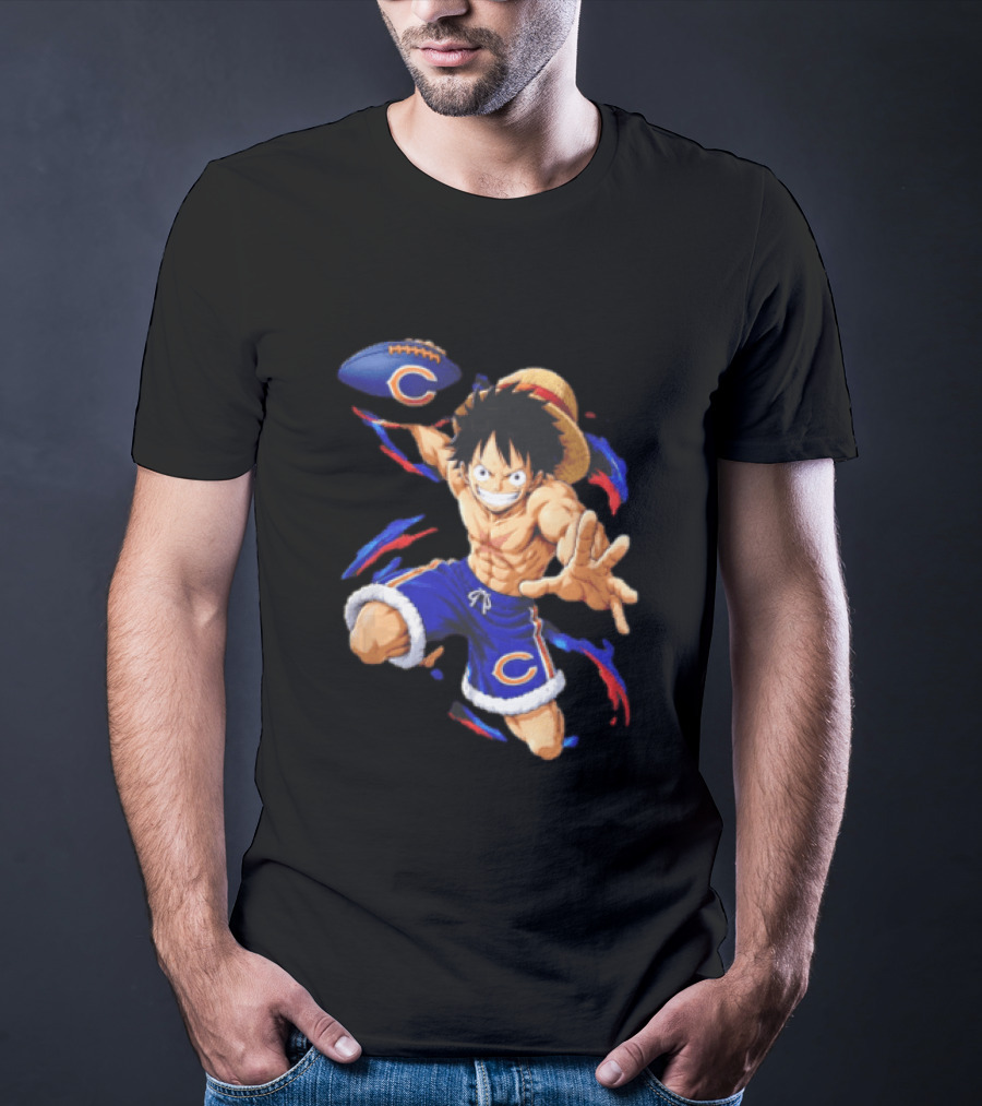 Chicago Bears Straw Hat Pirate Football Anime Crossover Adventures T-Shirt