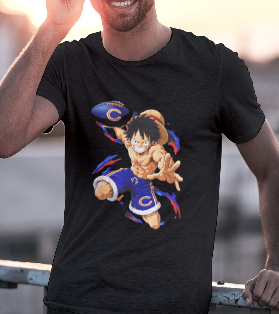 Chicago Bears Straw Hat Pirate Football Anime Crossover Adventures T-Shirt