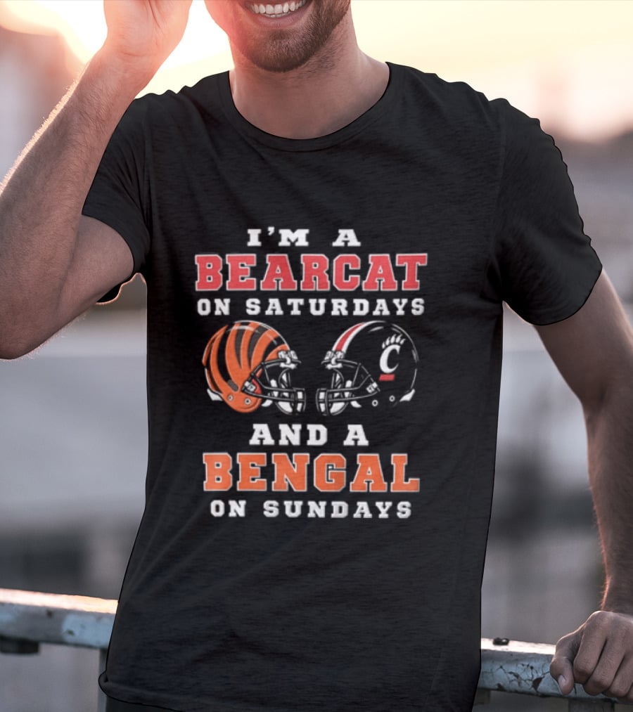 I'm A Bearcat On Saturdays And A Bengal On Sundays Football Helmet T-Shirt