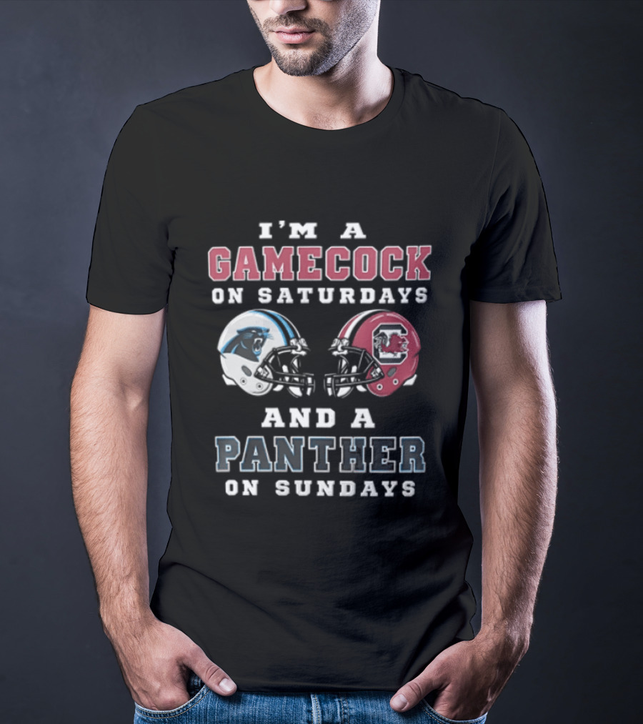 I'm A Gamecock On Saturdays And A Panther On Sundays Football Helmet T-Shirt
