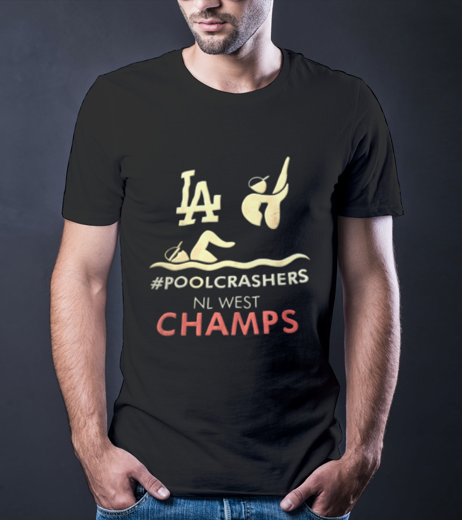 LA Dodgers NL West Champs Poolcrashers Swimmer Diver Water Wave T-Shirt