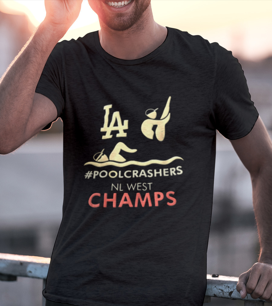 LA Dodgers NL West Champs Poolcrashers Swimmer Diver Water Wave T-Shirt