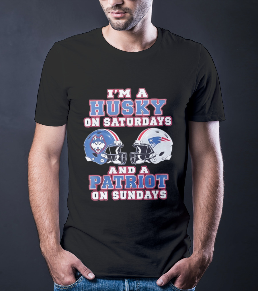 I'm A Husky On Saturdays And A Patriot On Sundays Football Helmets T-Shirt