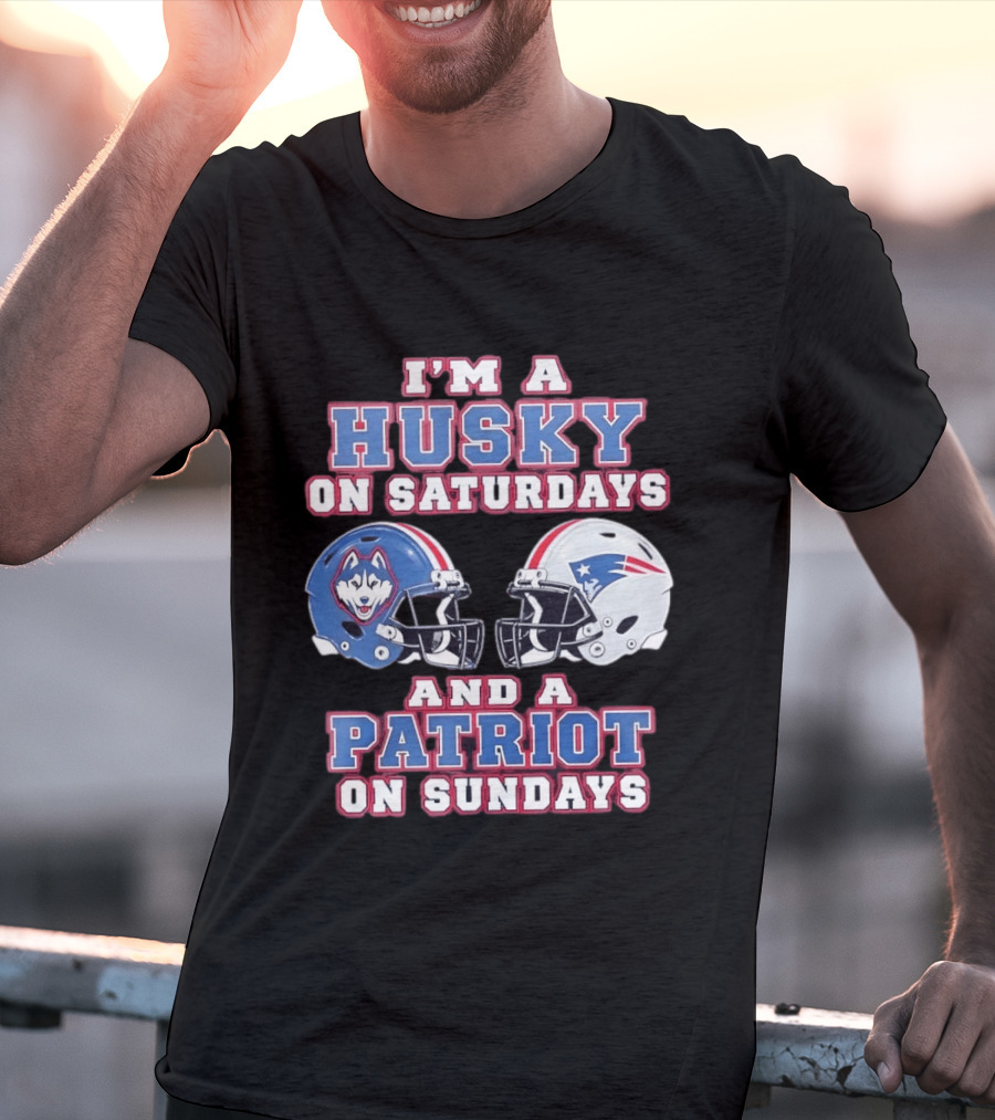 I'm A Husky On Saturdays And A Patriot On Sundays Football Helmets T-Shirt