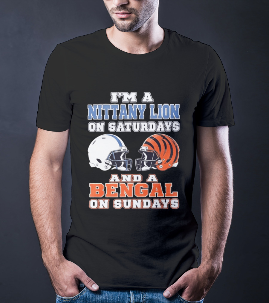Nittany Lion On Saturdays Bengal On Sundays Football Fan Helmets T-Shirt
