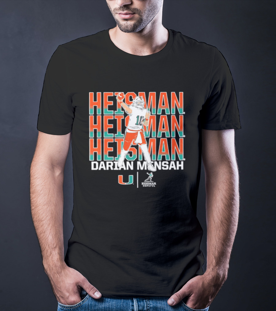 Miami Hurricanes Darian Mensah Heisman Hopeful Football Pose T-Shirt
