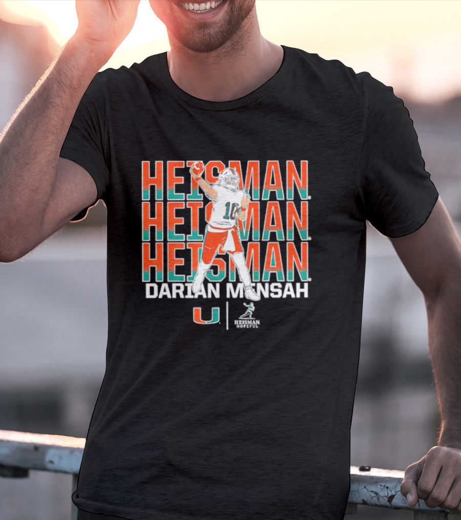 Miami Hurricanes Darian Mensah Heisman Hopeful Football Pose T-Shirt